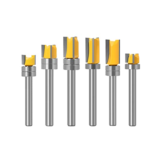 Baorder 6Pcs 6mm Schaft Bündig Trim Pattern Template Fräser Bit Set Holz Top Lager Fräser Werkzeug für Trimm Carving Tool von Baorder