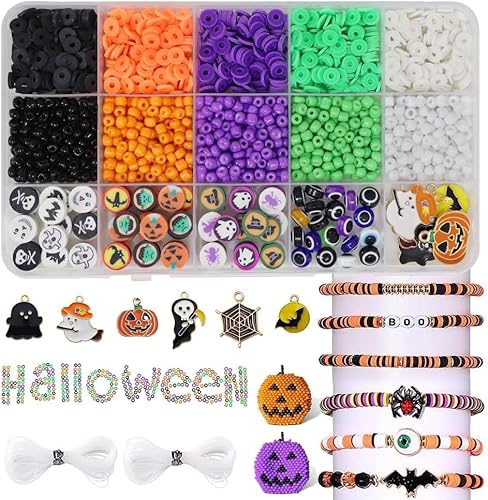 2086 Stück Halloween Perlen zum Auffädeln Kit Perlen Set Perlen für Armbänder Selber Machen Perlenkette Schmuck Machen Set Geschenke für Mädchen Armbänder Charm Kit für DIY Armband Schmuckherstellung von Baoximong