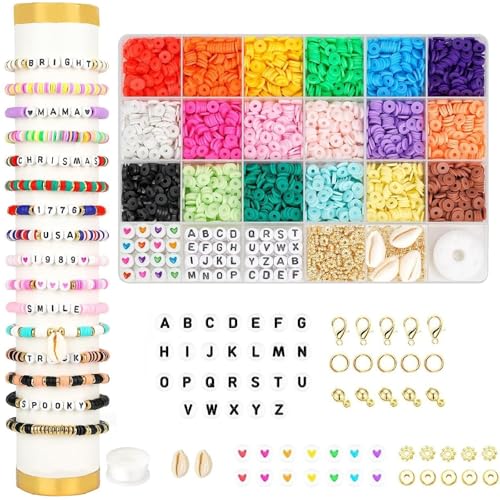 4000 Stück Perlen zum Auffädeln Kit Perlen Set Perlen für Armbänder Selber Machen Perlenkette Schmuck Selber Machen Set Geschenke für Mädchen Armbänder Charm Kit für DIY Armband Schmuckherstellung. von Baoximong