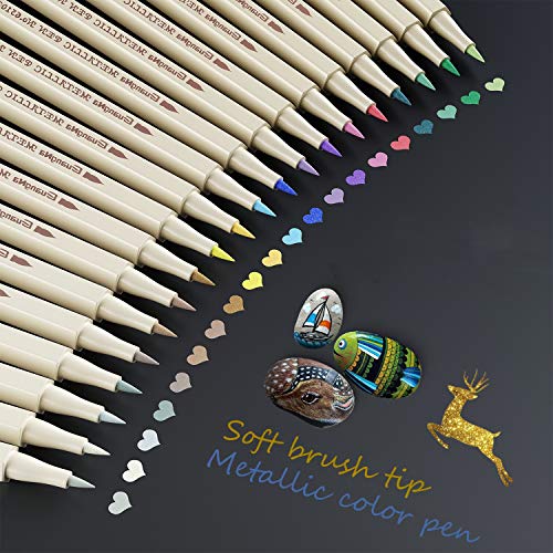 Baozun Metallic Marker Stifte Acrylstifte 20 Farben Metallic Pinsel Stifte Metallic Brush Pen Set von Baozun