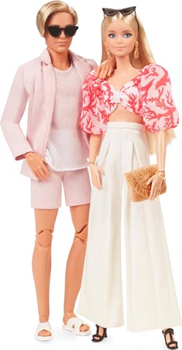BARBIE Made to Move Puppe - Zweierpack Barbie und Ken mit luxuriöser Bademode und Accessoires, Puppenständer und Echtheitszertifikat, für Sammler und Fans ab 3 Jahren, HJW88 von Barbie