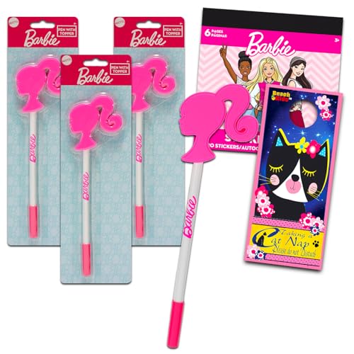 Barbie Schulbedarf Stifte-Set – 3 Stück Barbie Kugelschreiber Party Favors Bündel für Kinder plus Aufkleber, mehr | Barbie Stifte für Kinder, Barbie Schulbedarf von Barbie