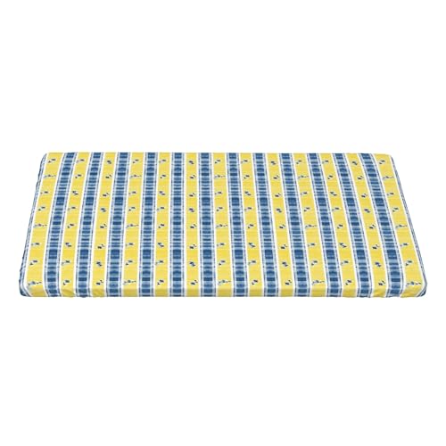 4FT Rechteckige Enganliegende Tischdecke, Blue Yellow Provence Style Stripe Tischbedeckung Elastische Rechteckige Tischdecke, Abwaschbar Elastische Tischtuch Rechteckige Tischabdeckung von Barbool