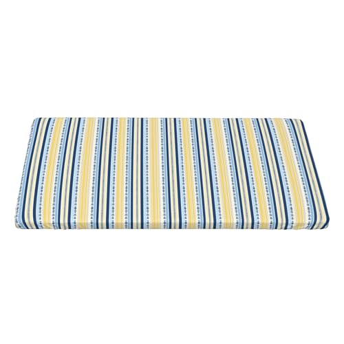 4FT Rechteckige Enganliegende Tischdecke, Blue Yellow Provence Style Stripe Tischdecke Elastische Rechteckige Tischdecke, Wasserabweisend Elastische Tischtuch Rechteckige Tischabdeckung von Barbool