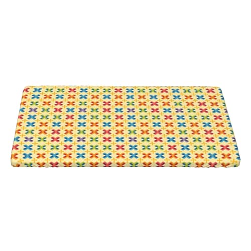 4FT Rechteckige Enganliegende Tischdecke, Colorful Geometric Tischschutz Elastisch Tischtuch Rechteckig, Abwaschbar Elastische Tischtuch Rechteckige Tischtuch Glatt Tischdecke für Esszimmer, Party von Barbool