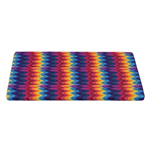 4FT Rechteckige Enganliegende Tischdecke, Colorful Wavy Tischschutz Elastisch Tischtuch Rechteckig, Wasserabweisend Elastische Tischtuch Tischdecke Rechteckige Picknick Tischdecke von Barbool