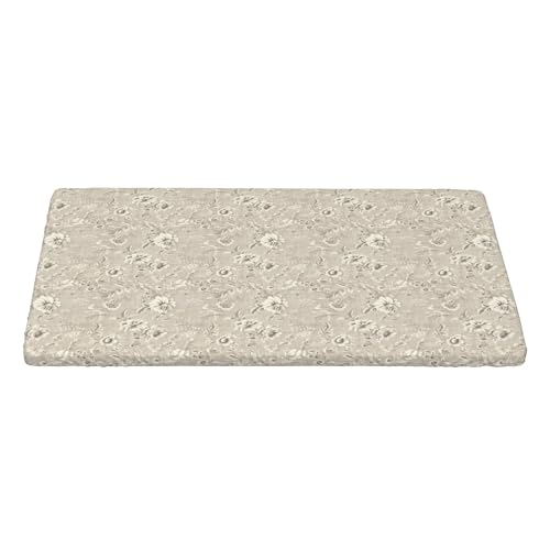 4FT Rechteckige Enganliegende Tischdecke, Farmhouse Taupe Floral Tischwäsche Elastische Rechteckige Tischdecke, Pflegeleicht Elastische Tischtuch Tischdecke Rechteckige Polyester Tischtuch von Barbool