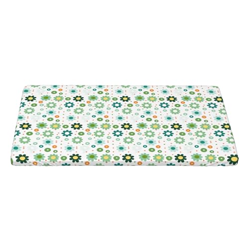 4FT Rechteckige Enganliegende Tischdecke, Green Dot Flowers Tischdecke Elastische Rechteckige Tischdecke, Abwischbare Elastische Tischtuch rechteckige Tischdecke Tischdecke Outdoor für Esszimmer von Barbool