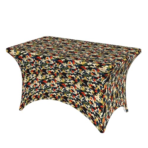 4FT Stretch Spandex Tischdecke, Camouflage Spots Tischdecke Stretch Tischdecke Rechteckig, Abwaschbar rechteckige Tischdecke Tischtuch Polyester für Veranstaltungen, Hochzeiten, Bankette und Partys von Barbool