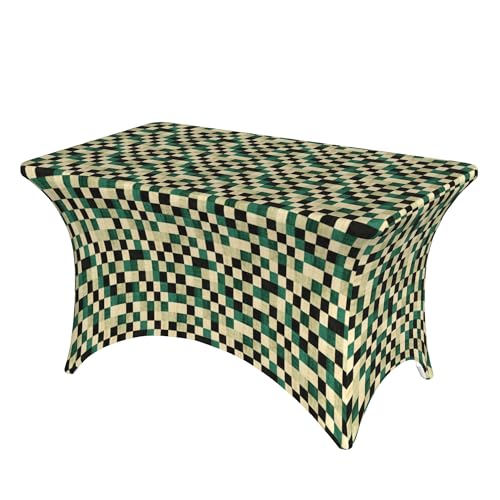 4FT Stretch Spandex Tischdecke, Checkered Tischdecke Rechteckige Tischabdeckung, knitterfreie Rechteckige Tischdecke Tischdecke Outdoor für Bankett Hochzeit Baby Dusche Tische Dekorationen von Barbool