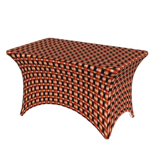 4FT Stretch Spandex Tischdecke, Checkered Tischdecke Stretch Tischdecke Rechteckig, knitterfreie Tischdecke Rechteckige Tischdecke abwaschbar für Veranstaltungen, Hochzeiten, Bankette und Partys von Barbool