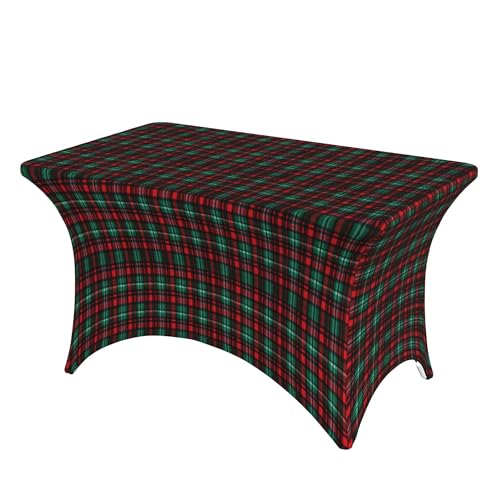 4FT Stretch Spandex Tischdecke, Christmas Tartan Tischdecke Elasthan Dehnbare Rechteckige Tischdecke, Reißfest Rechteckig Tischdecke Tischtuch Polyester für Veranstaltungen, Hochzeiten, Bankette von Barbool