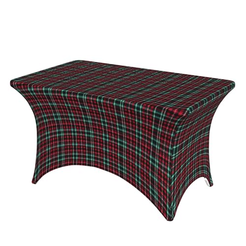 4FT Stretch Spandex Tischdecke, Christmas Tartan Tischtuch Dehnbare Tischdecke, Reißfest Rechteckige Tischabdeckung Outdoor Tischdecke für Partei, Bankett, Hochzeitsereignis, Ausstellung, Freien von Barbool