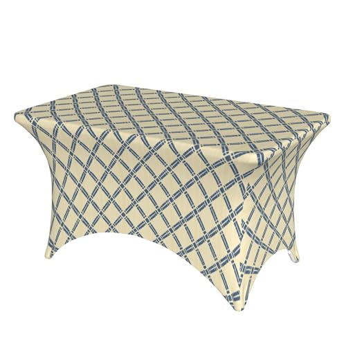 4FT Stretch Spandex Tischdecke, Geometric Grid Tischdecken Dehnbare Spandex Tischdecke, Abwaschbar Rechteckig Tischdecke Polyester Tischtuch für Veranstaltungen, Hochzeiten, Bankette und Partys von Barbool