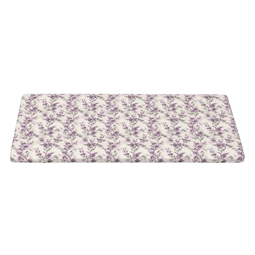 5FT Rechteckige Enganliegende Tischdecke, Farmhouse Lavender Floral Tischdecken Elastisch Tischtuch Rechteckig, Wasserabweisend Elastische Tischtuch Rechteckiger Tischdeckenschutz von Barbool