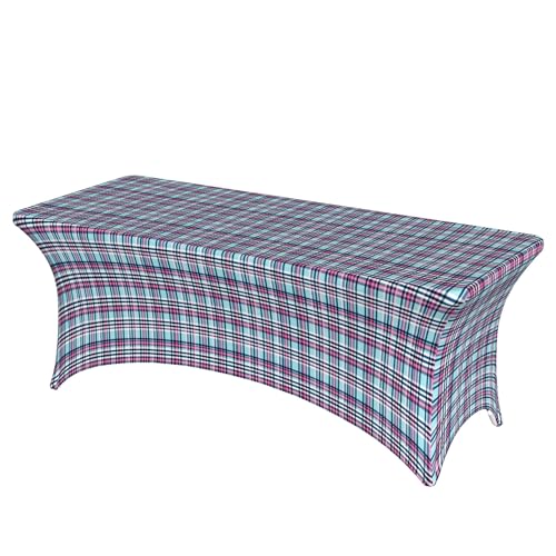 6FT Stretch Spandex Tischdecke, Modern Plaid Tischdecken Dehnbare Tischdecke, Abwaschbar Rechteckig Tischdecke Outdoor Tischdecke für Partei, Bankett, Hochzeitsereignis, Ausstellung, Freien von Barbool