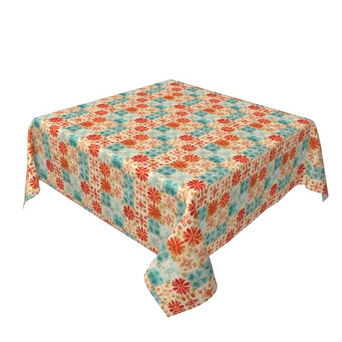 Quadratische Tischdecke 54 x 54 Zoll, Arabesque Ethnic Tischbedeckung Abwischbare Eckig Tischtuch Abwaschbare Tischdecke für Drinnen Draussen Garten Esszimmer Party und Festen von Barbool