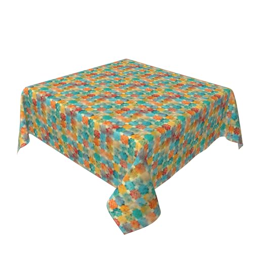 Quadratische Tischdecke 54 x 54 Zoll, Arabesque Ethnic Tischwäsche Schmutzabweisend Tischdecke Quadratisch Tischdecke abwaschbar für Esszimmer, Party, Garten von Barbool