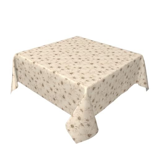 Quadratische Tischdecke 54 x 54 Zoll, Beige Flowers Tischwäsche Universeller Tischdecke Quadratisch Picknick Tischdecke für Home Küche Dekoration von Barbool