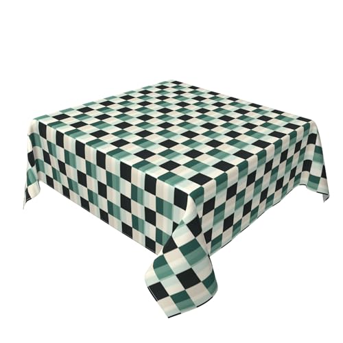 Quadratische Tischdecke 54 x 54 Zoll, Checkered Tischdecke Schmutzabweisend Eckig Tischtuch Polyester Tischtuch für Home Küche Dekoration von Barbool