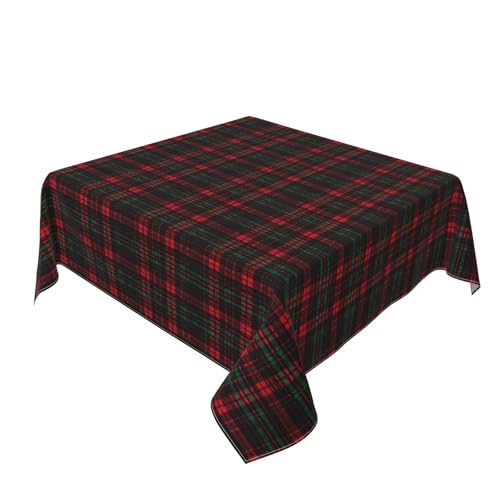 Quadratische Tischdecke 54 x 54 Zoll, Christmas Tartan Tischtuch Abwischbare Tischdecke Quadratisch Tischdecke abwaschbar für Küche, Esstisch, Couchtisch, Parteien, Abendessen von Barbool