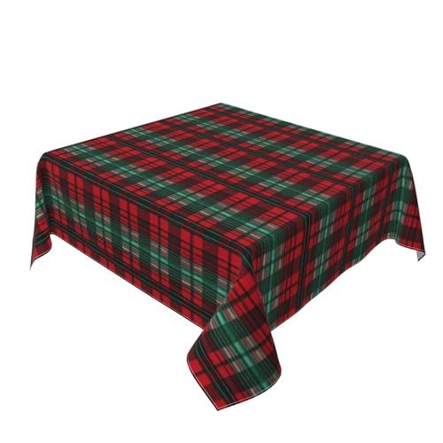 Quadratische Tischdecke 54 x 54 Zoll, Christmas Tartan Tischwäsche Wasserabweisend Tischdecke für Quadrat Tische Gartentischdecke für Home Küche Dekoration von Barbool