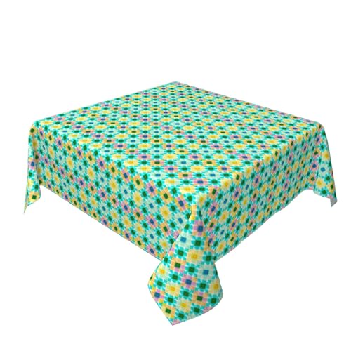 Quadratische Tischdecke 54 x 54 Zoll, Colorful Check Tischdecke Universeller Eckig Tischtuch Stoff Tischtuch für Küche Picknick Weihnachts Tischdekoration von Barbool