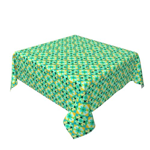 Quadratische Tischdecke 54 x 54 Zoll, Colorful Check Tischtuch Langlebige Tischdecke für Quadrat Tische Polyester Tischtuch für Draußen, Biertisch, Küche, Esstisch, Couchtisch, Gartentisch von Barbool