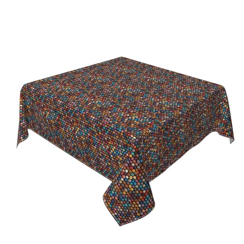 Quadratische Tischdecke 54 x 54 Zoll, Colorful Cobblestones Tischdecke Abwaschbar Quadratische Tischdecke Abwischbare Tischdecke für Küche Esstisch Dekoration von Barbool