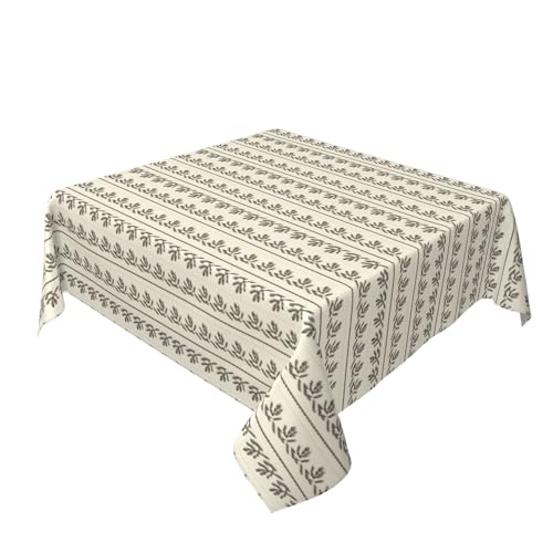 Quadratische Tischdecke 54 x 54 Zoll, Cream Leaf Running Tischbedeckung Fleckschutz Eckig Tischtuch Tischdecke Outdoor für Draußen, Biertisch, Küche, Esstisch, Couchtisch, Gartentisch von Barbool