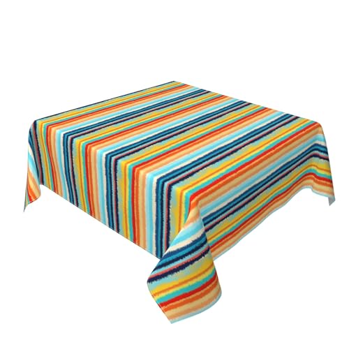 Quadratische Tischdecke 54 x 54 Zoll, Dyed Stripes Tischwäsche Wasserabweisend Quadratische Tischdecke Abwaschbare Tischdecke für Home Küche Dekoration von Barbool