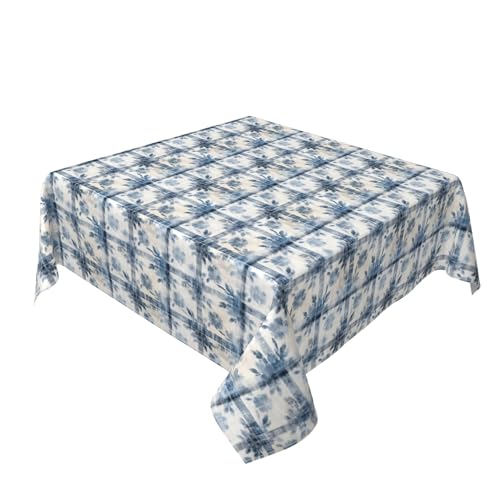 Quadratische Tischdecke 54 x 54 Zoll, Farmhouse Blue Gray Rustic Tischbedeckung Universeller Tischdecke mit Fleckschutz Eckig Abwaschbare Tischdecke für Esszimmer, Garten, Hochzeiten oder Haushalt von Barbool