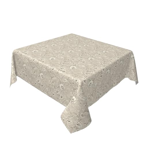 Quadratische Tischdecke 54 x 54 Zoll, Farmhouse Taupe Floral Tischschutz Pflegeleicht Eckig Tischtuch Tischdecke abwaschbar für Esszimmer, Garten, Party, Hochzeiten oder Haushalt von Barbool