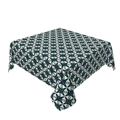 Quadratische Tischdecke 54 x 54 Zoll, Green Geometric Tischbedeckung Abwischbare Quadratische Tischdecke Tischdecke Outdoor für Esszimmer, Garten, Party, Hochzeiten oder Haushalt von Barbool