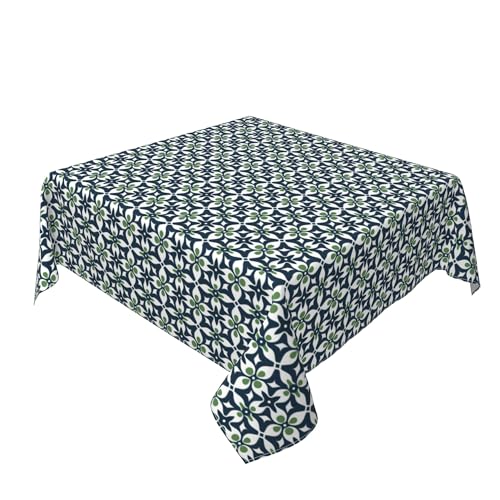 Quadratische Tischdecke 54 x 54 Zoll, Green Geometric Tischbedeckung Fleckschutz Quadratische Tischdecke Picknick Tischdecke für Drinnen Draussen Garten Esszimmer Party und Festen von Barbool