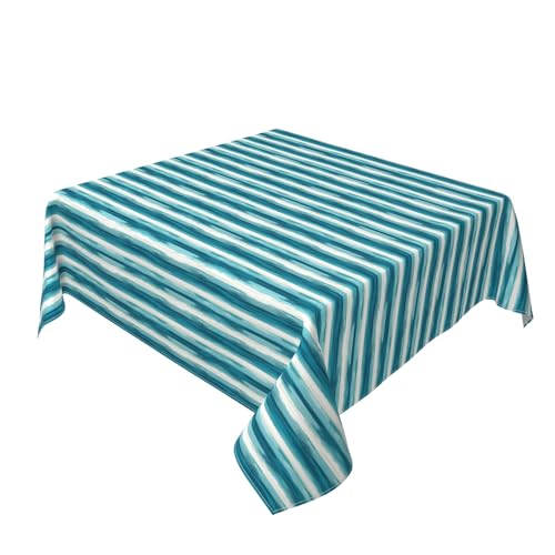 Quadratische Tischdecke 54 x 54 Zoll, Hand Drawn Maritime Stripes Tischschutz Abwischbare Tischdecke Quadratisch Picknick Tischdecke für Drinnen Draussen Garten Esszimmer Party und Festen von Barbool