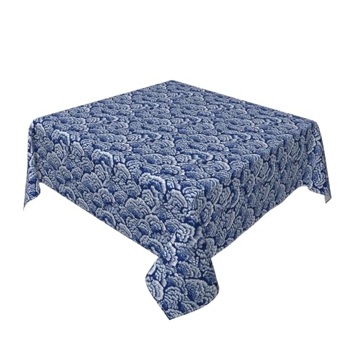 Quadratische Tischdecke 54 x 54 Zoll, Japanese Style Paisley Floral Tischschutz Abwischbare Tischdecke mit Fleckschutz Eckig Tischdecke abwaschbar für Home Küche Dekoration von Barbool