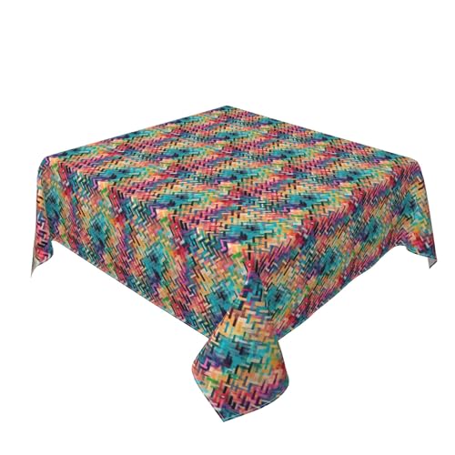 Quadratische Tischdecke 54 x 54 Zoll, Multicolor Plaid Tischschutz Abwaschbar Tischdecke mit Fleckschutz Eckig Tischdecke Outdoor für Küche, Esstisch, Couchtisch, Parteien, Abendessen von Barbool