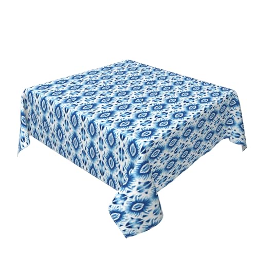 Quadratische Tischdecke 54 x 54 Zoll, Tie Dye Shibori Ikat Tischdecke Abwaschbar Tischdecke Quadratisch Glatt Tischdecke für Esszimmer, Garten, Party, Hochzeiten oder Haushalt von Barbool