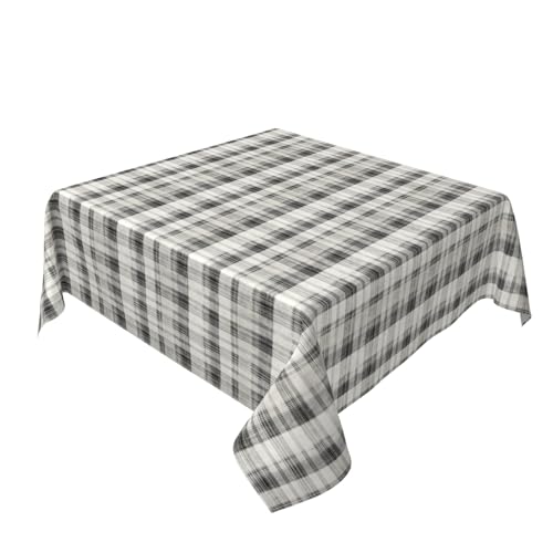 Quadratische Tischdecke 54 x 54 Zoll, White Grey Plaid Tischtuch Abwaschbar Tischdecke für Quadrat Tische Tischdecke abwaschbar für Küche Esstisch Dekoration von Barbool