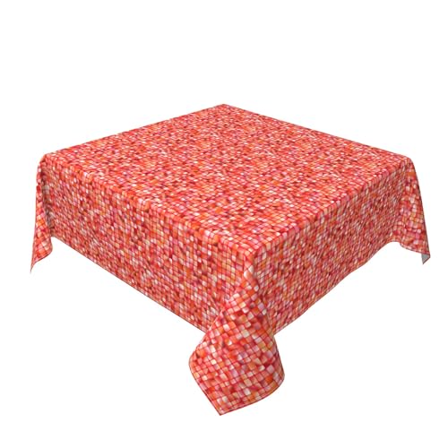 Quadratische Tischdecke 60 x 60 Zoll, Abstract Rounded Squares Tischschutz Universeller Tischdecke mit Fleckschutz Eckig Table Cloth für Küche Picknick Weihnachts Tischdekoration von Barbool