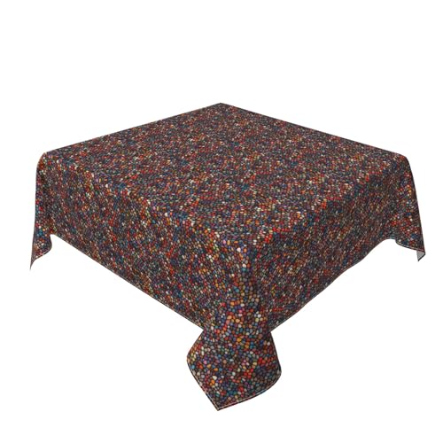 Quadratische Tischdecke 60 x 60 Zoll, Colorful Cobblestones Tischtuch Abwaschbar Eckig Tischtuch Tischdecke Outdoor für Küche Picknick Weihnachts Tischdekoration von Barbool