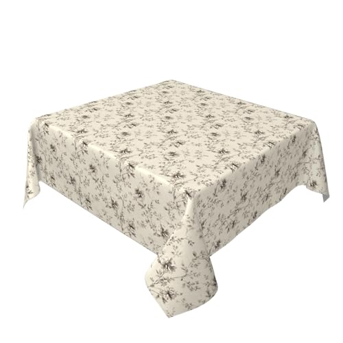 Quadratische Tischdecke 60 x 60 Zoll, Farmhouse Taupe Floral Tischdecken Abwaschbar Quadratische Tischdecke Abwaschbare Tischdecke für Home Küche Dekoration von Barbool