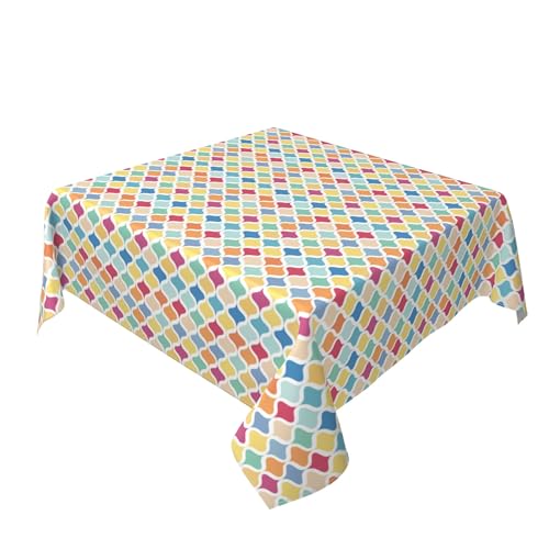 Quadratische Tischdecke 60 x 60 Zoll, Multi Color Tischdecke Langlebige Eckig Tischtuch Tischdecke Outdoor für Drinnen Draussen Garten Esszimmer Party und Festen von Barbool