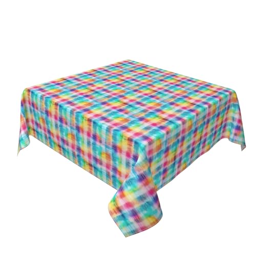 Quadratische Tischdecke 60 x 60 Zoll, Multicolor Plaid Tischbedeckung Ölbeständig Tischdecke für Quadrat Tische Tischdecke Outdoor für Küche Esstisch Dekoration von Barbool