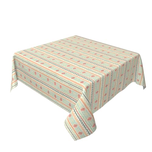 Quadratische Tischdecke 60 x 60 Zoll, Pastel Geo Ethnic Tischbedeckung Abwaschbar Tischdecke mit Fleckschutz Eckig Tischdecke Outdoor für Küche Picknick Weihnachts Tischdekoration von Barbool