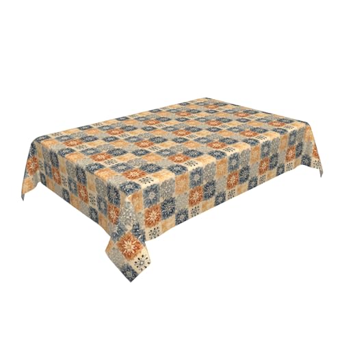 Rechteckige Tischdecke 54 x 72 Zoll, Arabesque Ethnic Tischbedeckung Abwaschbar Rechteckig Tischdecke Abwaschbare Tischdecke für Drinnen Draussen Garten Esszimmer Party und Festen von Barbool