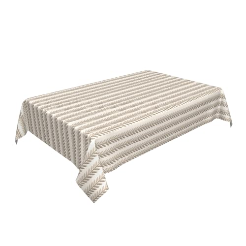 Rechteckige Tischdecke 54 x 72 Zoll, Cream Leaf Running Tischdecke Pflegeleicht Rechteckige Tischabdeckung Stoff Tischtuch für Küche Esstisch Dekoration von Barbool