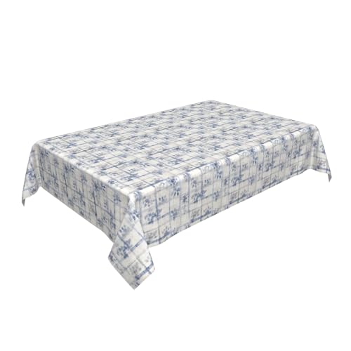 Rechteckige Tischdecke 54 x 72 Zoll, Farmhouse Blue Gray Rustic Tischwäsche Schmutzabweisend Rechteckige Tischdecke Picknick Tischdecke für Draußen, Biertisch, Küche, Esstisch, Couchtisch von Barbool