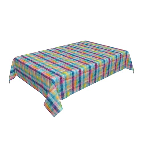 Rechteckige Tischdecke 54 x 72 Zoll, Multicolor Plaid Tischdecke Abwaschbar Rechteckigen Tischdecken Abwischbare Tischdecke für Küche Esstisch Dekoration von Barbool